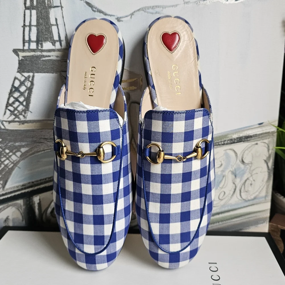 COPY - Gucci Malaga Kid Princetown Vichy Gingham Slip on/Loafer/Mule, size 37 - Picture 7 of 12